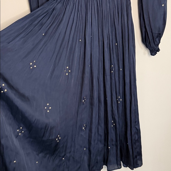 Navy Maxi Long Sleeve Dress with Embellishments - Picture 7 of 7
